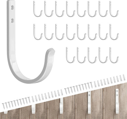 Wall Hooks for Hanging Towel/Coat - 22LB Screw in Metal Hanger Wall Mount, for Outdoor, Closet, Door, Bathrooms, for Backpack, Robe, White 20 Pack
