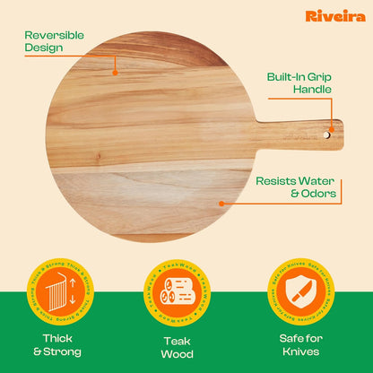 Riveira Teak Wood Cutting Board – Gourmet Teak Grandeur: 17 x 12 Wooden Cutting Board – Natural Wooden Cutting Boards For Kitchen Decorative – Innovative Juice Grooves Teak Wooden Chopping Board