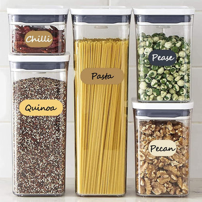 192pcs Removable Waterproof Food Labels with 2 Markers, Write-on Colored Chalkboard Kitchen Sticker Labels for Food Storage Containers, Spice Jars Bottles, Home Pantry Organization