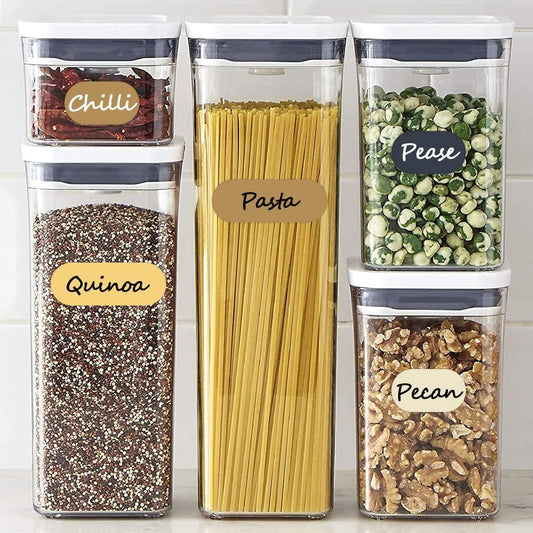 192pcs Removable Waterproof Food Labels with 2 Markers, Write-on Colored Chalkboard Kitchen Sticker Labels for Food Storage Containers, Spice Jars Bottles, Home Pantry Organization