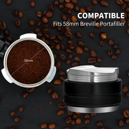 58mm Espresso Distributor & Tamper, Coffee Distributor Adjustable Height, Coffee Leveler Fits with Two-in-one Double-head and Flat-bottom Three Leaf for Macaroons