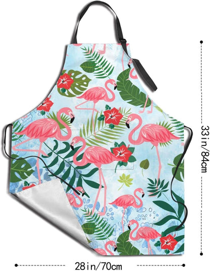 Flamingo Apron Baking Aprons Novelty Cooking Chef Gift Bbq Grilling With 2 Pockets Kitchen Apron