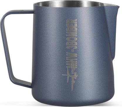 MHW-3BOMBER Milk Frothing Pitcher, 16oz/450ml Frother Cup for Barista, SUS304 Stainless Steel Espresso Steaming Pitcher for Coffee/Latte Art, P3026BL-OS