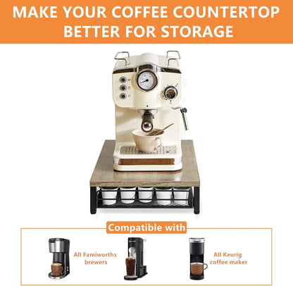 IBUYKE Coffee Pod Drawer Holder for K Cup, 35 Capacity Capsule Pods Storage Organizer,Under Coffee Pot Storage Drawer, Home Kitchen Coffee Pod Holder Counter Coffee Station,Greige UTCJ001Y