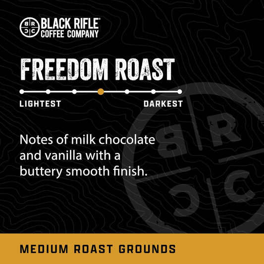 Black Rifle Coffee Company Ground Coffee Medium Roast - Roasted Blend Made from Pure Arabica Beans - Colombian & Brazilian Beans - Veteran Founded & American Made (Freedom Roast, 12oz Bag)