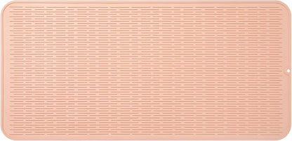 Silicone Dish Drying Mat for Multiple Usage,Easy clean,Eco-friendly,Heat-resistant Silicone Mat for Kitchen Counter or Sink,Refrigerator or Drawer Liner Pink 5XL 36inches x 18inches