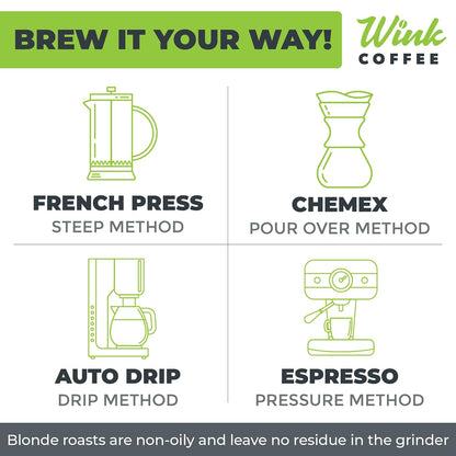 Wink Coffee Blonde Roast, Light Roast Whole Bean Coffee, Single Origin Colombian Arabica Beans, 2.2 lb, Small-Batch, Smooth, Sustainably Sourced