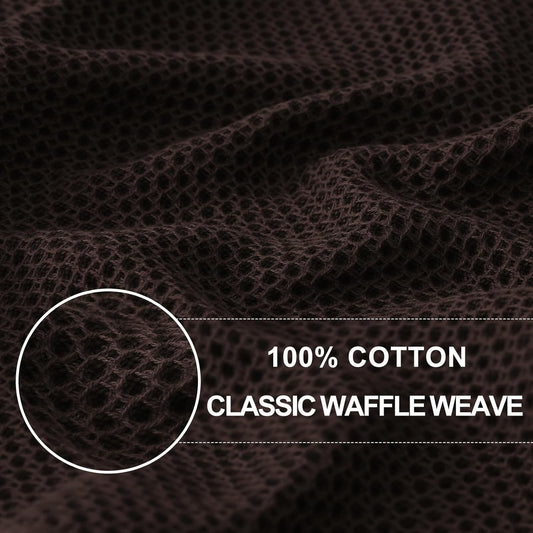 Homaxy 100% Cotton Waffle Weave Kitchen Dish Towels, Ultra Soft Absorbent Quick Drying Cleaning Towel, 13 x 28 Inches, 4-Pack, Dark Brown