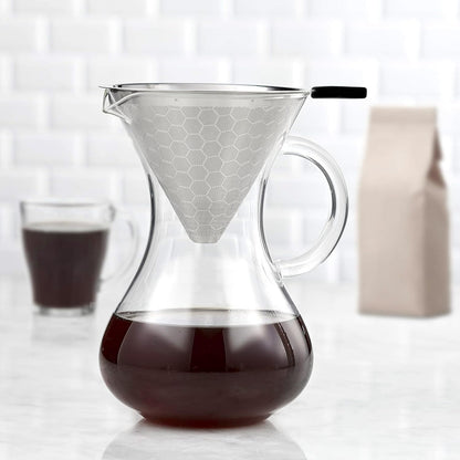 Pour Over Coffee Filters Compatible with Hario V60 02 03 & Chemex - Reusable Stainless Steel Permanent Filter Cone Dripper Coffee Maker and Bar Accessories