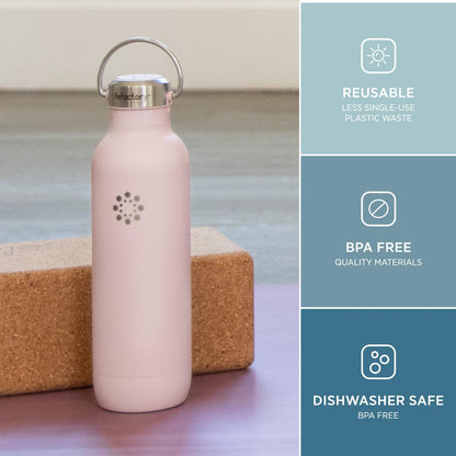 Lifefactory 24-Ounce Stainless Steel Vacuum-Insulated Sport Bottle, Desert Rose