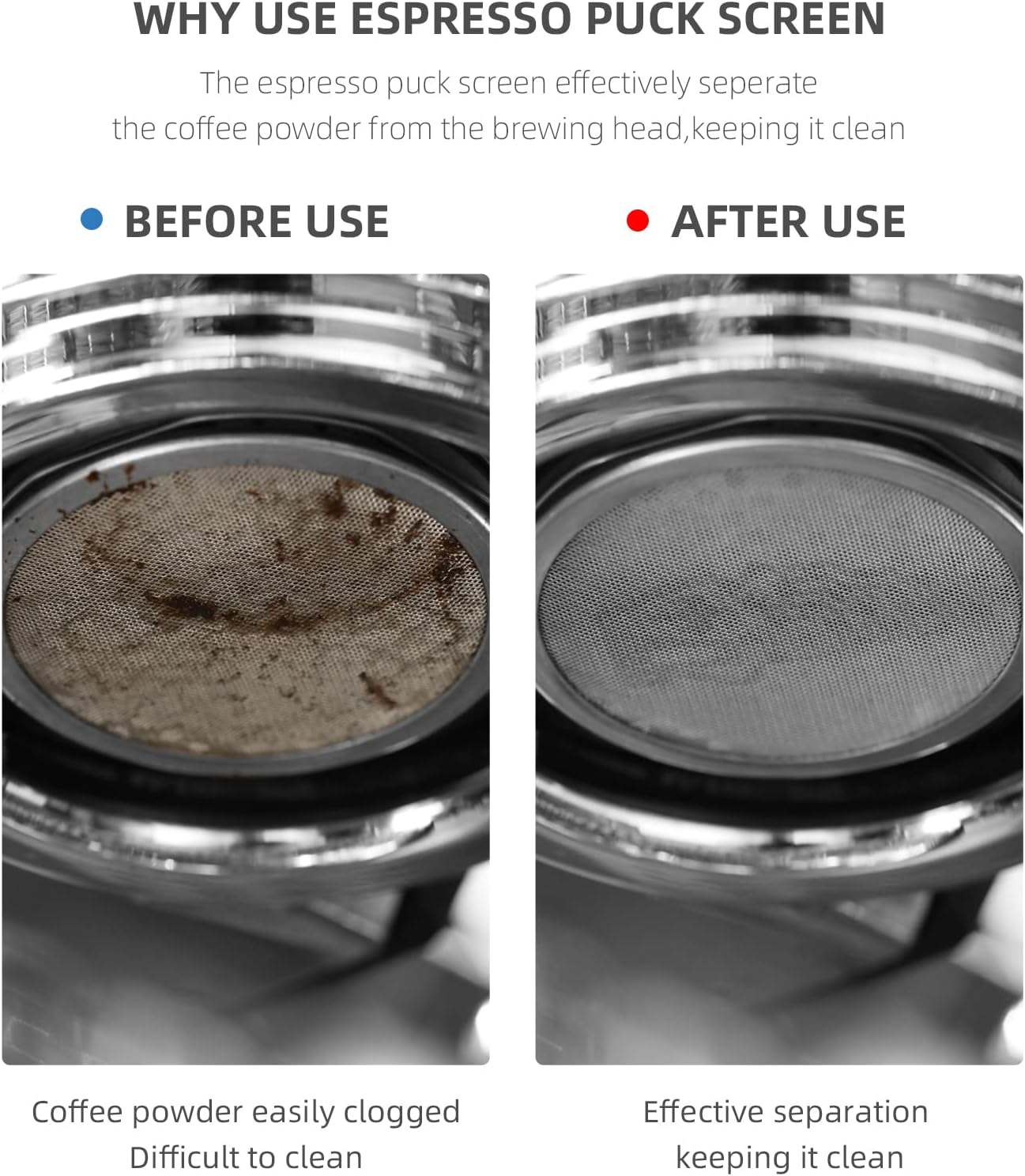 MHW-3BOMBER 53mm Espresso Puck Screen 2 Packs Metal Coffee Filter Reusable Espresso Filters for 54mm Portafilter Basket 0.8mm Thickness FG7009M-OS