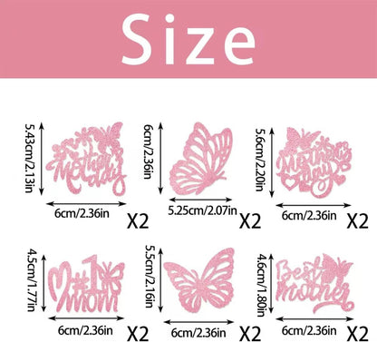 12Pcs Birthday Cupcake Toppers,Pink Glitter Cake Toppers Butterfly Cupcake Picks for Coquette Theme Party Decoration Engagement Wedding Baby Shower Party Cupcake Decor