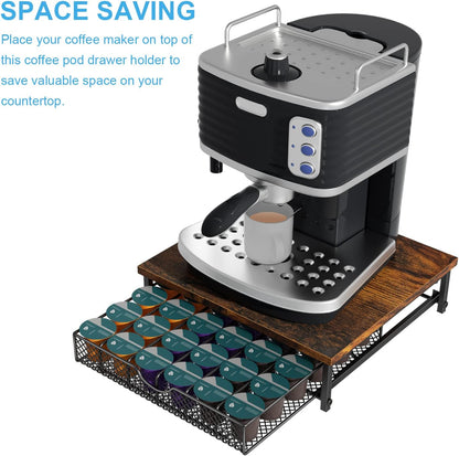 Coffee Pod Drawer Holder for K Pod Coffee Pods Holder for Counter 36 Capacity Pods Storage Organizer for Coffee Capsule Storage with Sliding Baskets for Coffee Station Black