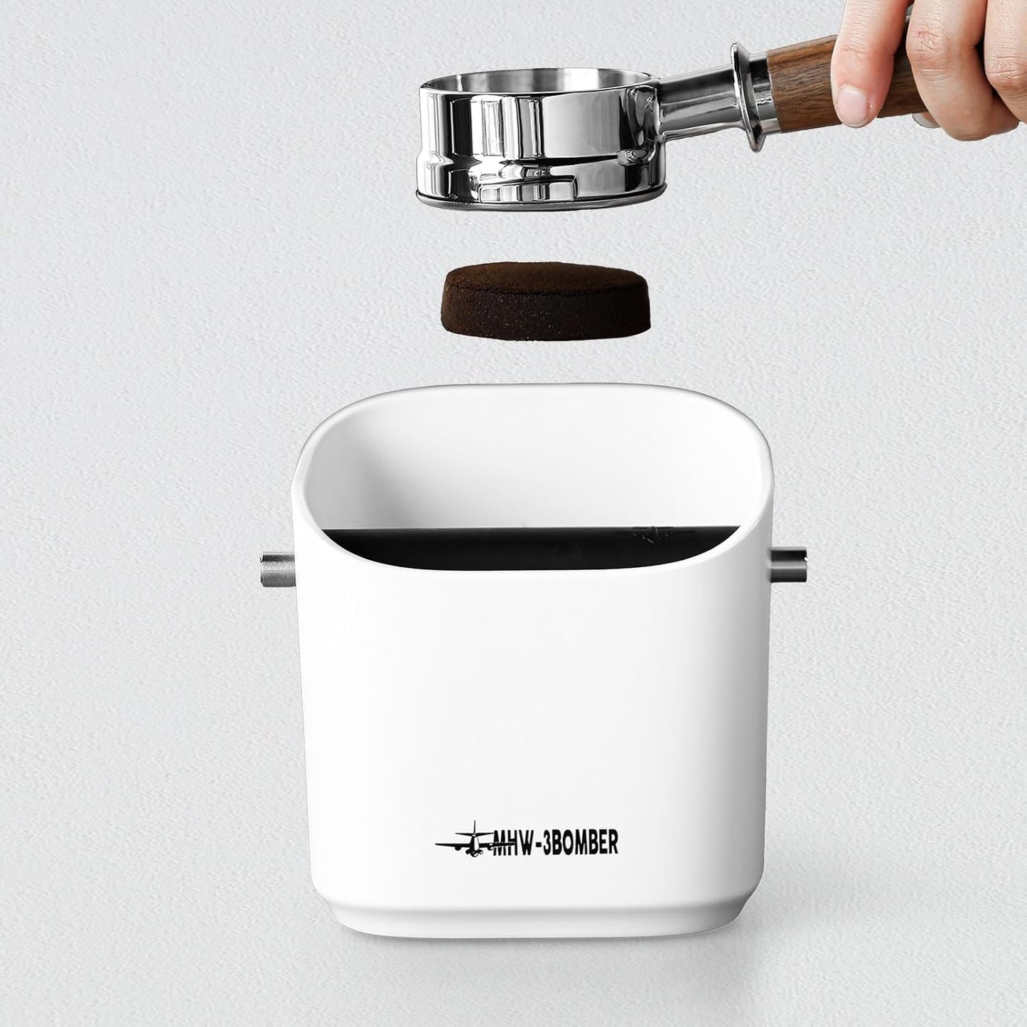 MHW-3BOMBER Espresso Knock Box, 1.2L(15 Cups) Coffee Knock Box with Coffee Clean Brush and Removable Knock Bar for Espresso Puck, Coffee Ground, Durable Espresso Accessories, CS7092-OS