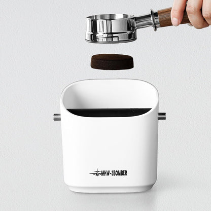 MHW-3BOMBER Espresso Knock Box, 1.2L(15 Cups) Coffee Knock Box with Removable Knock Bar and Anti-slip Pads for Espresso Puck, Coffee Ground, Durable Espresso Accessories, White GB5968W-OS