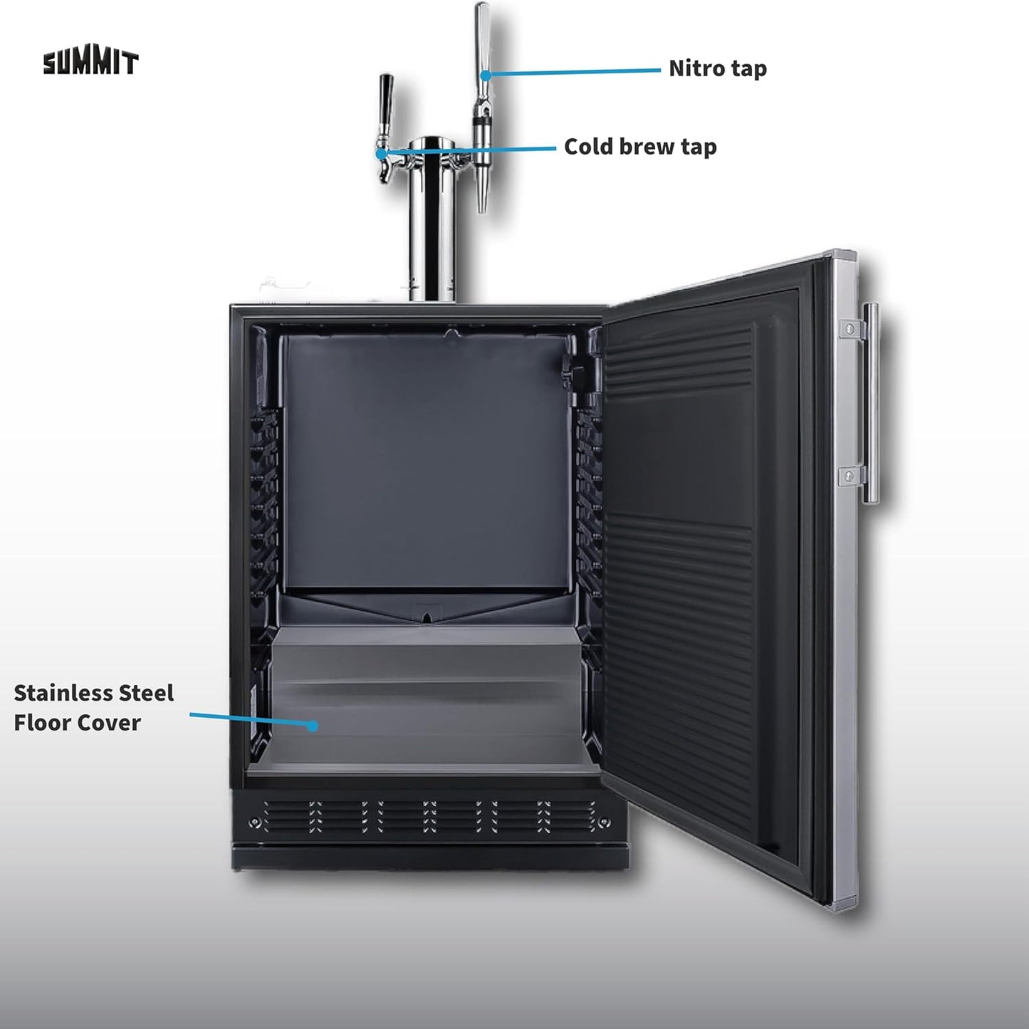 Summit 24" Nitro Cold Brew/Cold Brew Kegerator, Combination Dual Tap Kit, Stainless Steel- SBC7BRSCM2