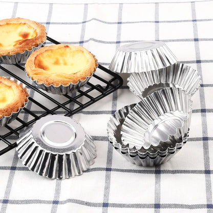 Tosnail 50 Pieces Aluminum Egg Tart Mold Small Tart Pie Tin Mini Cupcake Cake Muffin Cookie Mold Baking Cups