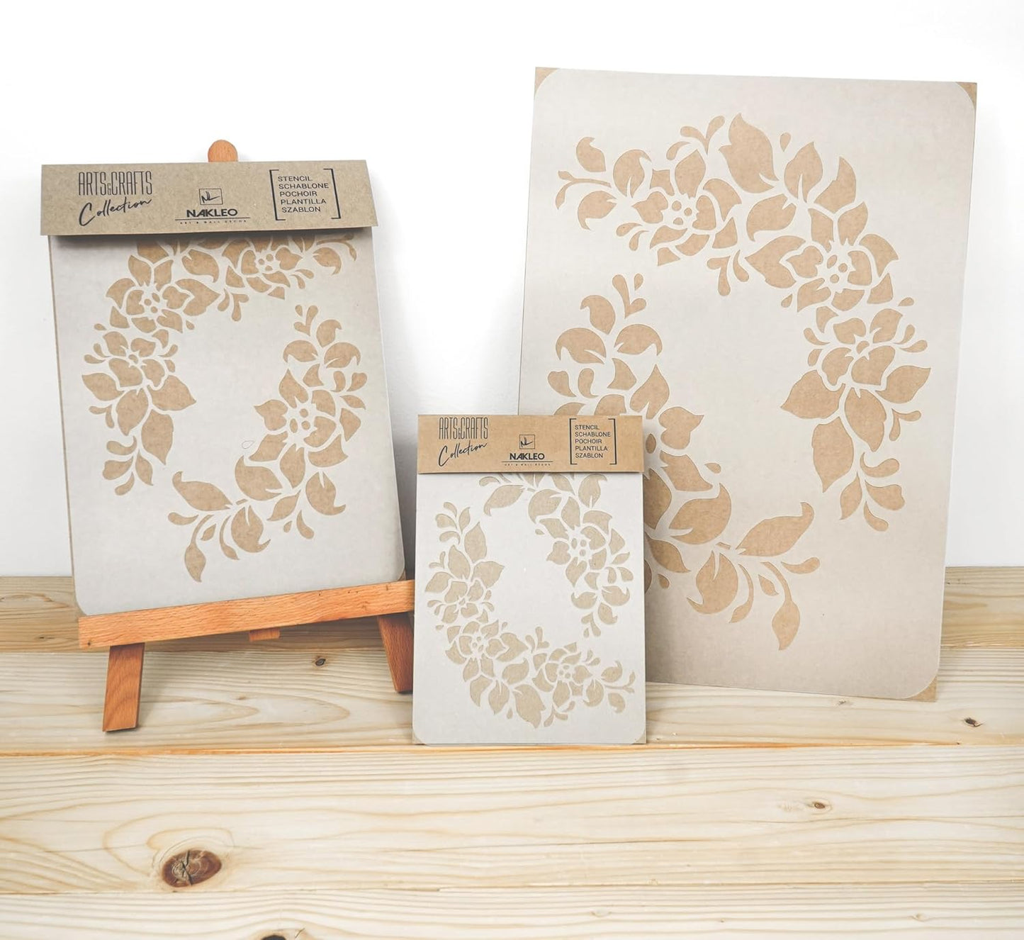 NAKLEO DIY Reusable Plastic Stencil - 15x21cm / 5.8” x 8.3” - Flowers Frame Floral - Art Craft Wall Painting Pattern Template Scrapbooking Decoupage - Fabric Furniture Wood