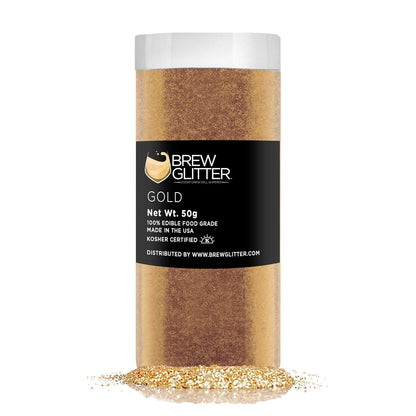 Gold BREW GLITTER Edible Glitter For Drinks, Cocktails, Beer, Garnish Glitter & Beverages | KOSHER & HALAL Certified | 100% Edible & Food Grade | Vegan, Gluten, Nut Free (50g, Gold)