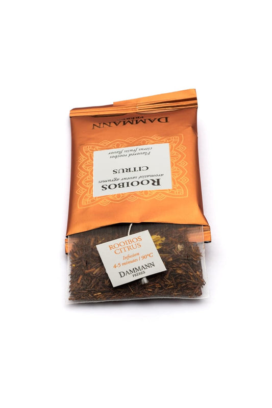 Dammann Freres Sachets, Rooibos Citrus Tea Bags, Premium Gourmet French Tea, Blend Lemon, Clementine, and Orange Flavors, Individually Wrapped, 24 Count (Single Pack)