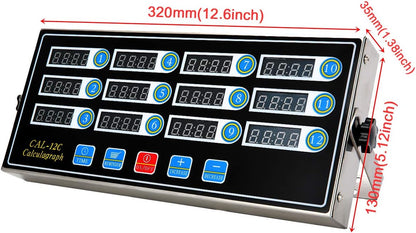 Kitchen Timers for Cooking, 12 Channel, Commercial Grade, Stainless Steel, LED Digital, Loud Alarm
