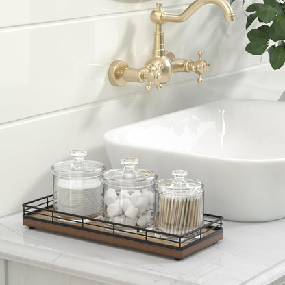 Acacia Wood Bathroom Vanity Tray, 11" L Small Countertop Tray for Dresser, Table, Kitchen Counter, Coffee Bar