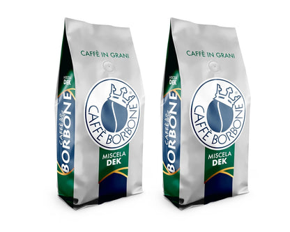 Caffe Borbone Whole Bean Coffee, Medium-Dark Roast DEK Blend, Decaffeinated Italian Coffee, 2.2 lb Bag (Pack of 2)