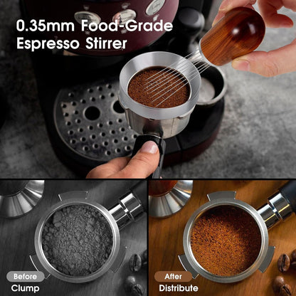 54mm Espresso Accessories Kit, WDT Tool, Dosing Funnel and Puck Screen Set, 316 Stainless Steel Needle Coffee Distribution Stirrer Fits Breville 54 mm Espresso Machines and Portafilter