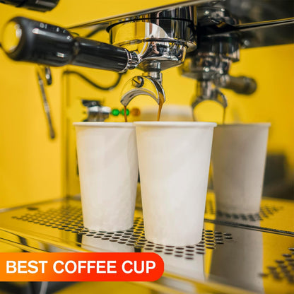 Smygoods White Disposable Paper Coffee Cups with Lids (20 OZ, 50 Count) For Hot Beverages, Tea, Espresso, Cocoa - To Go Drink Containers, Café & Office