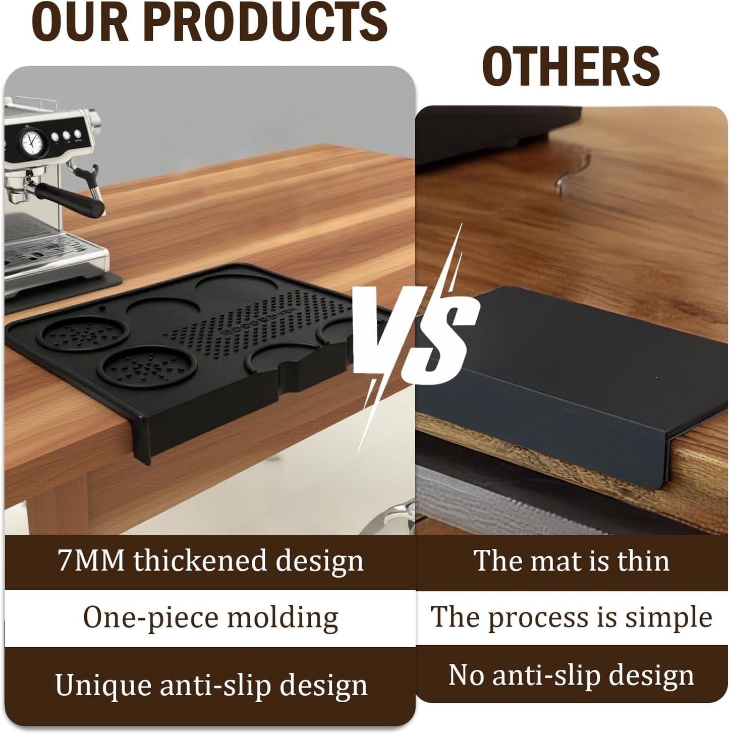 Jopgeey Espresso Tamping Mat, Coffee Tamper Mat for Espresso Machine, 10.4"x7.4" Food Grade Silicone Pad for Barista Acceessories, Waterproof Heat Resistant Tamp Station for Counter (Black)