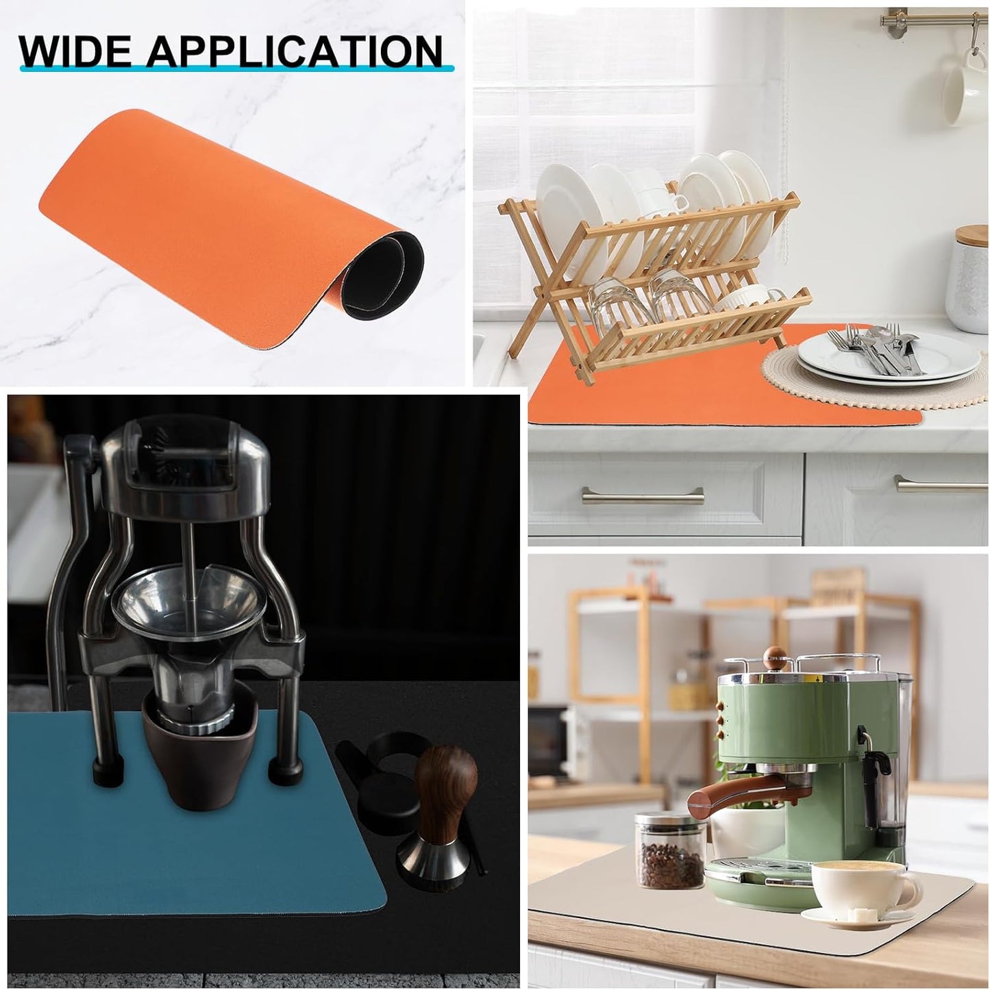 uxcell Silicone Mats for Kitchen Counter, 35.4" x 23.6" Non-Slip Countertop Protector Mat Heat Resistant Coffee Mat Waterproof Table Placemat, Orange