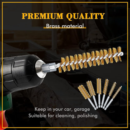 12 Pieces Bore Brush for Drill Wire Bore Brush Set Wire Cleaning Set Stainless Steel Cleaning for Power Drill Impact Driver (Brass)
