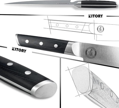 Kitory Chef Knife 8" - Full Tang Pro Kitchen Knife - Forged German High Carbon Steel - Full Tang Pakkawood Handle-Gift Box - Metadrop Series
