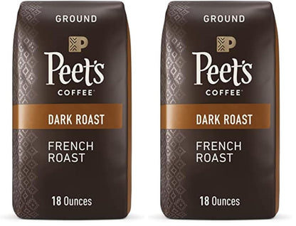 Peet's Coffee, Dark Roast Ground Coffee - French Roast 36 Ounces (2 Bags of 18 Ounces)