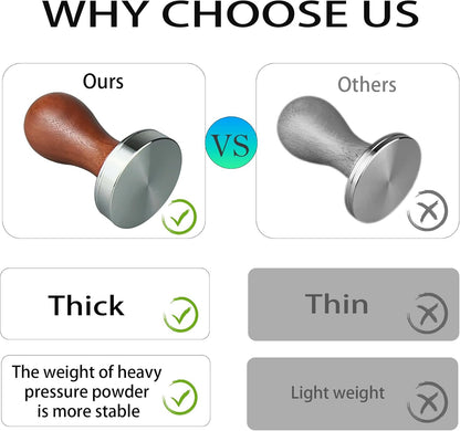 58mm Coffee Tamper Espresso Hand Tamper 304 Stainless Steel Espresso Wooden Handle Coffee Tamper with Mat (58mm)