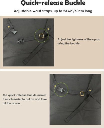 Lisianthus 2 Pack Adjustable Bib Aprons for Women with Pockets, Men's Kitchen Cooking Apron