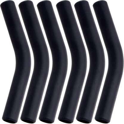 6pcs Food-Grade Silicone Metal Straw Tips, Reusable Flex Elbow Straws Cover Replacement Tips, Soft Straw Toppers Kits for 8 mm Stainless Steel Metal Straws - Black