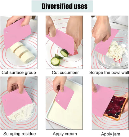 Dough Scraper Plastic Bench Scraper, Dough Scraper Tool Dough Cutter, Flexible Bench Scraper for Making Bread Pizza