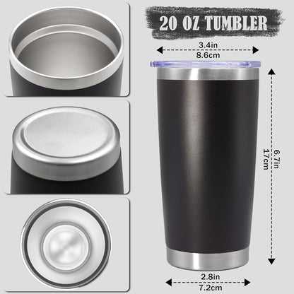 20 oz Tumbler Coffee Tavel Tumblers Bulk with Lid Stainless Steel Double Wall Vacuum Insulated Mug Powder Coated Cups fit Car Cupholder for Hot and Cold - Black, 4Pack