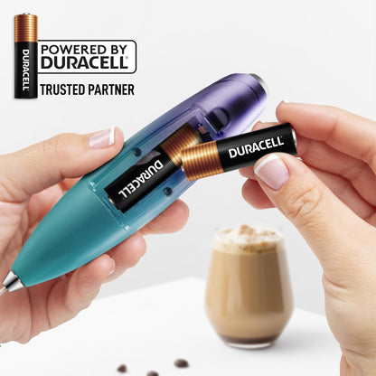 Zulay Kitchen Patented Tornado Triple Whisk Milk Frother with 4 Duracell Batteries – Handheld Foam Maker for Coffee, Lattes, Matcha & Hot Chocolate – Rich, Creamy Froth in Seconds