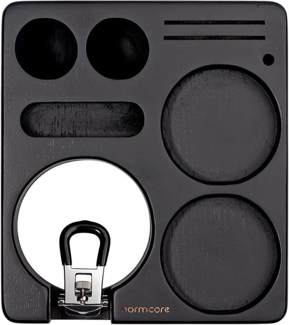 Normcore Espresso Tamping Station, Genuine American Black Ashwood, Coffee Tamper, Distributor, WDT, Puck Screen, Portafilter Holder Stand, Solid Black Ashwood for 58mm Espresso Machine Accessories