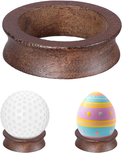 JUXYES Wooden Sphere Holder Display Stand, 6 Pack Small Wood Crystal Ball Stand, Simple Round Display Easel Stands for Decorative Eggs, Crystal Balls, Golf Ball, Stones, Gemstones, Collections, 32mm