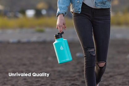HYDRO CELL Stainless Steel Insulated Water Bottle with Straw - For Cold & Hot Drinks - Metal Vacuum Flask with Screw Cap and Modern Leakproof Sport Thermos for Adults (Teal 64oz)