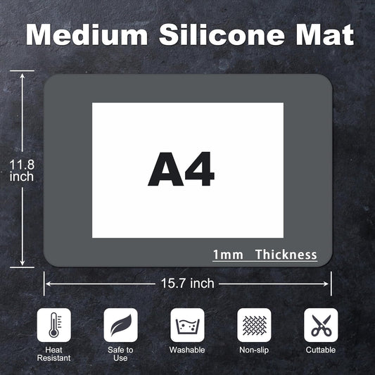 Silicone Mat for Kitchen Counter, Silicone Mat Trimable to Size (Dark Gray, 15.7×11.8inch-4pcs), BPA-Free Silicone Placemat, Heat-Resistant NonSlip Table Mat for Air Fryer, Countertop Protector Mat