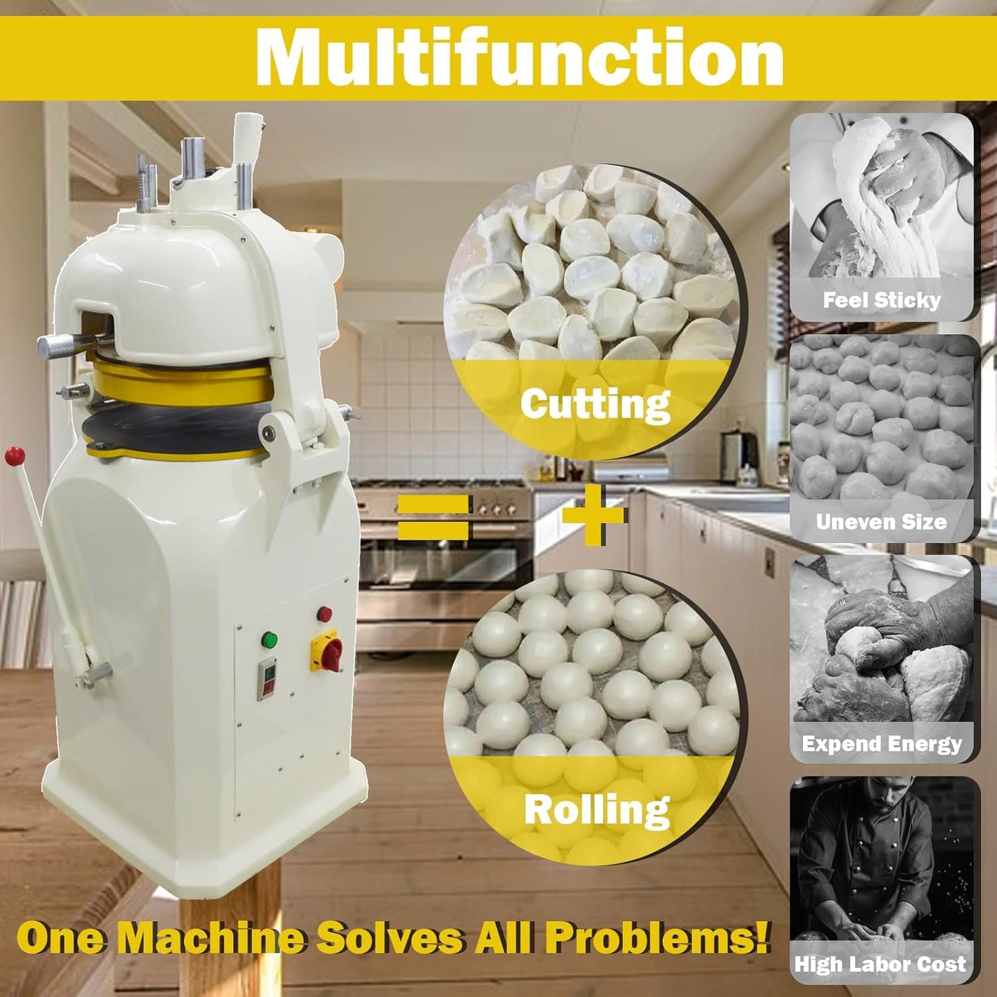 TECHTONGDA Commercial Dough Divider Rounder 16pcs Electric Dough Cutting and Rounding Machine Paste Ball Machine 3.53-7.05oz for Hamburger Bread Pizza Bakery
