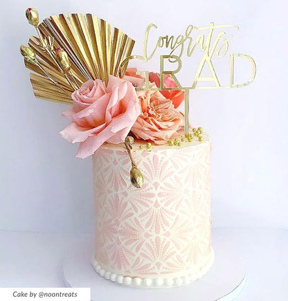 Cake Decorating Stencil for Tall Buttercream Cake, Royal Icing, Ganache, Paint, Airbrush (Glam)