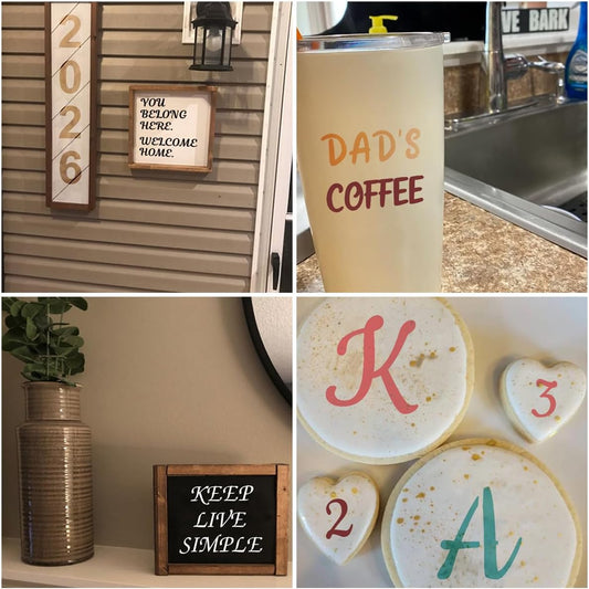 Alphabet Letter Stencils for Cookies Decorating - 16 Pack Letters Numbers Stencil Templates for Cakes Coffee Baking, Reusable Cursive Cookie Stencils for Wood Crafts Painting & Cake Coffee Airbrushing