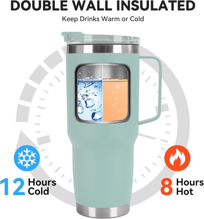 HASLE OUTFITTERS 30oz Tumbler Bulk with Handle, Insulated Travel Coffee Mug Set with Handle Leak-Proof Double Wall Stainless Steel Vacuum Tumblers Pack Metal Cup for Hot and Cold Drink
