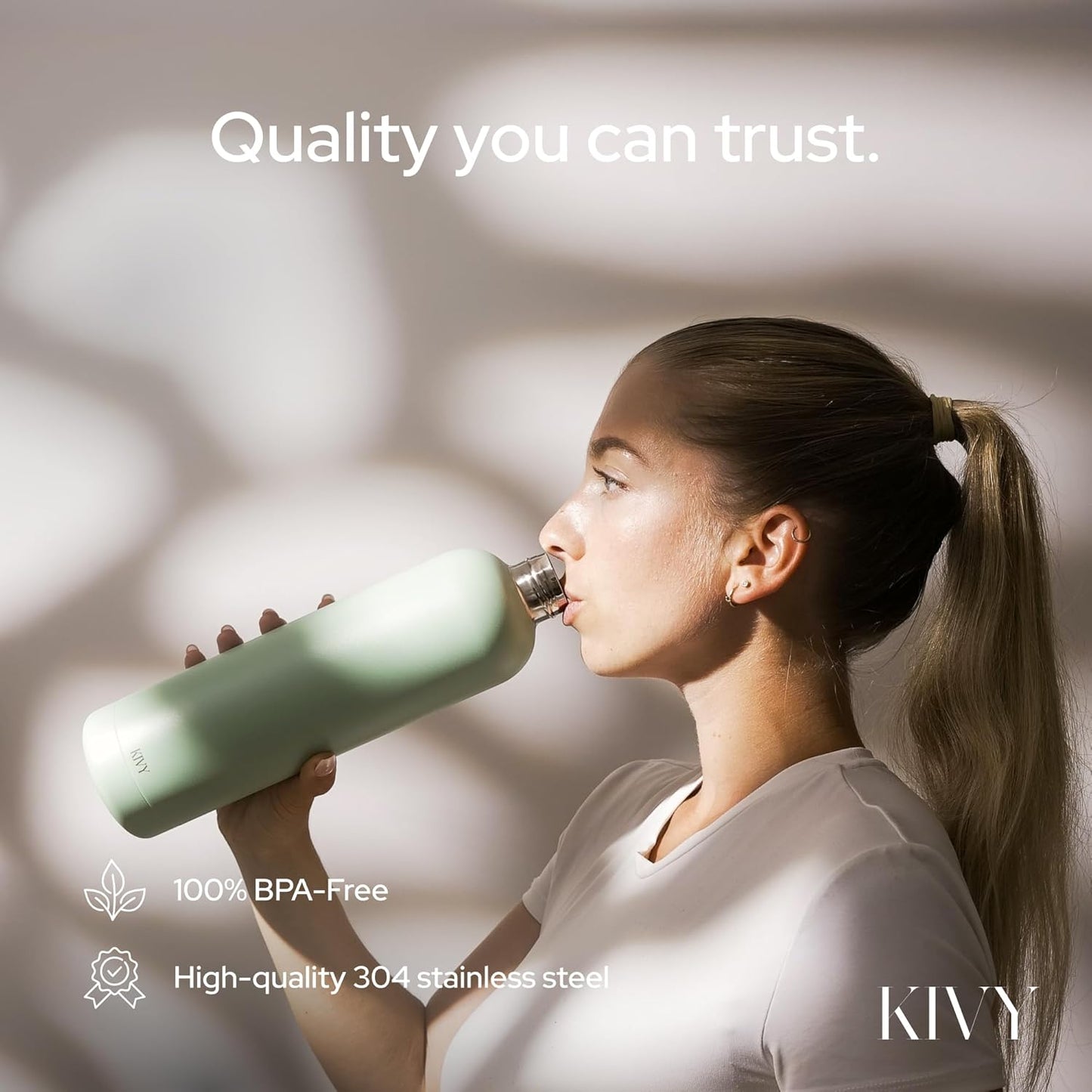 KIVY Stainless Steel Insulated Water Bottle 32oz [LEAK PROOF] Cold Up to 24 Hours, Hot Up to 18 Hours - Insulated Stainless Steel Water Bottle - Thermo Flask Drinking Bottle - BPA Free Water Bottle