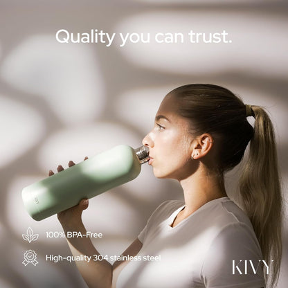 KIVY Stainless Steel Insulated Water Bottle 32oz [LEAK PROOF] Cold Up to 24 Hours, Hot Up to 18 Hours - Insulated Stainless Steel Water Bottle - Thermo Flask Drinking Bottle - BPA Free Water Bottle